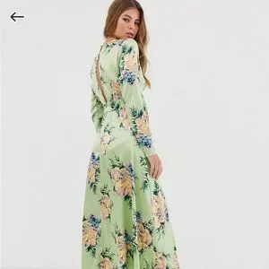 knee length dresses for ladies Unique Vintage Teal Floral Brocade Wrap Midi Dress main image 1